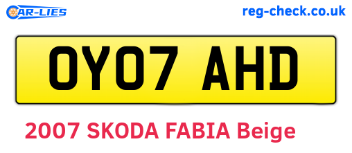 OY07AHD are the vehicle registration plates.