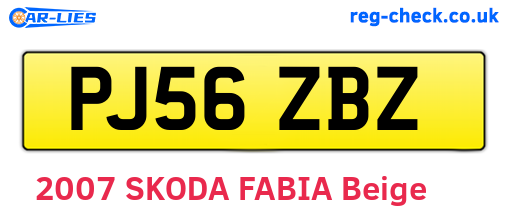 PJ56ZBZ are the vehicle registration plates.