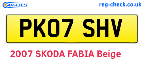 PK07SHV are the vehicle registration plates.