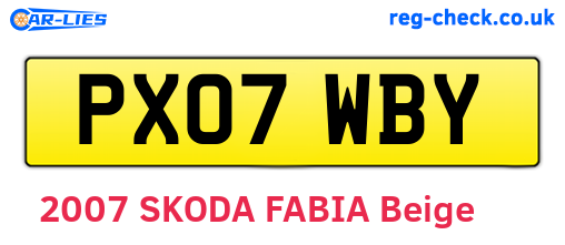 PX07WBY are the vehicle registration plates.