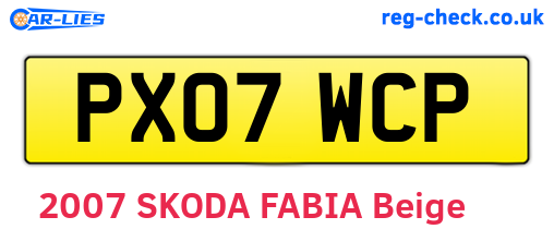 PX07WCP are the vehicle registration plates.