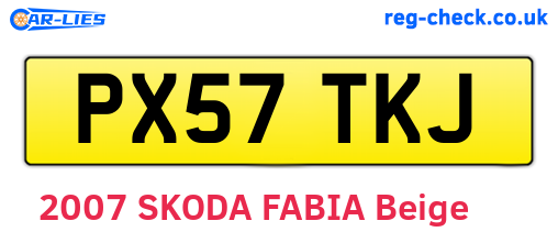 PX57TKJ are the vehicle registration plates.