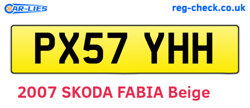 PX57YHH are the vehicle registration plates.