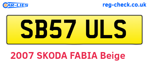 SB57ULS are the vehicle registration plates.