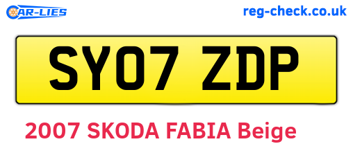 SY07ZDP are the vehicle registration plates.