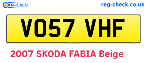 VO57VHF are the vehicle registration plates.