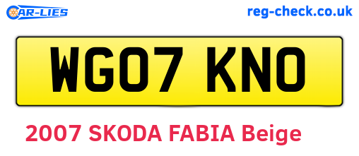WG07KNO are the vehicle registration plates.