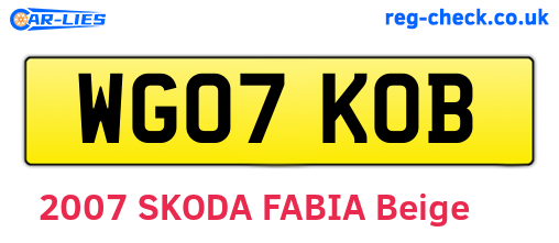 WG07KOB are the vehicle registration plates.