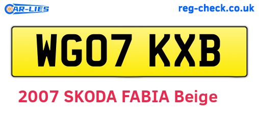 WG07KXB are the vehicle registration plates.