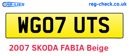 WG07UTS are the vehicle registration plates.