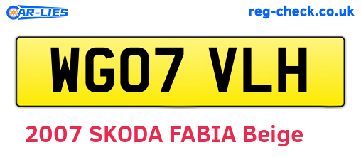WG07VLH are the vehicle registration plates.