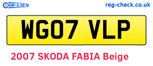 WG07VLP are the vehicle registration plates.
