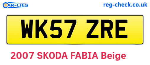 WK57ZRE are the vehicle registration plates.