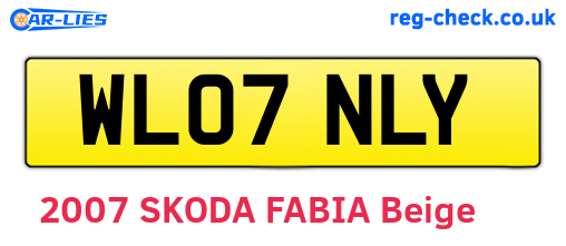 WL07NLY are the vehicle registration plates.