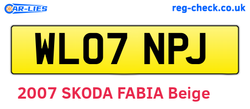WL07NPJ are the vehicle registration plates.