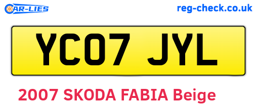YC07JYL are the vehicle registration plates.