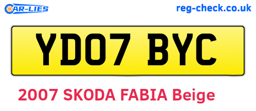 YD07BYC are the vehicle registration plates.