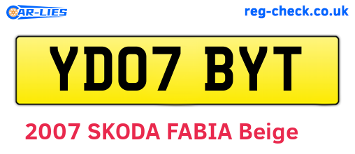 YD07BYT are the vehicle registration plates.