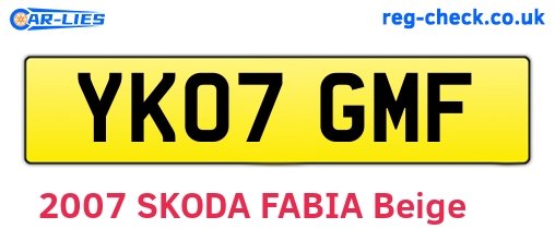 YK07GMF are the vehicle registration plates.