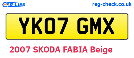YK07GMX are the vehicle registration plates.