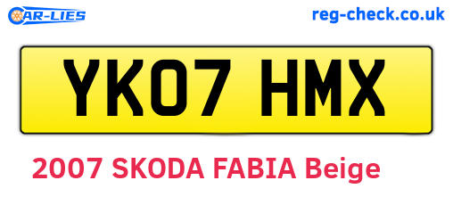 YK07HMX are the vehicle registration plates.