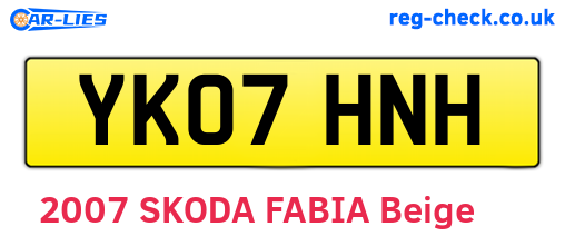 YK07HNH are the vehicle registration plates.