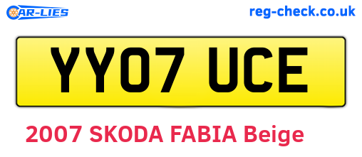 YY07UCE are the vehicle registration plates.