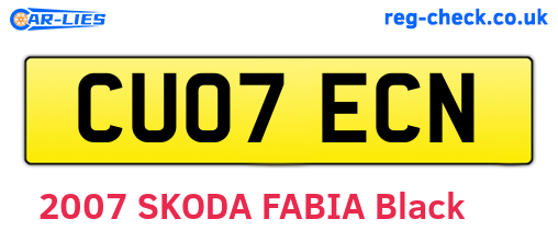 CU07ECN are the vehicle registration plates.