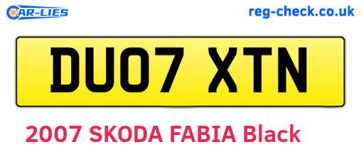 DU07XTN are the vehicle registration plates.