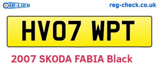 HV07WPT are the vehicle registration plates.