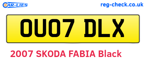 OU07DLX are the vehicle registration plates.