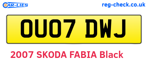 OU07DWJ are the vehicle registration plates.