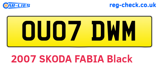 OU07DWM are the vehicle registration plates.