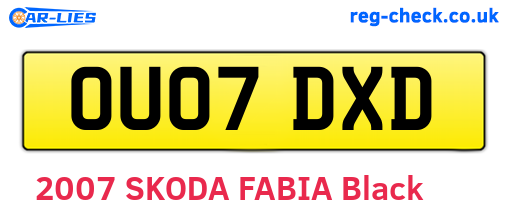 OU07DXD are the vehicle registration plates.