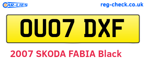 OU07DXF are the vehicle registration plates.