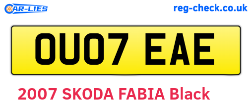 OU07EAE are the vehicle registration plates.