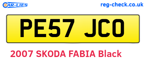 PE57JCO are the vehicle registration plates.