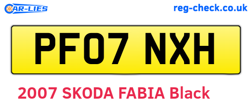 PF07NXH are the vehicle registration plates.