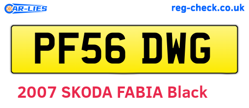 PF56DWG are the vehicle registration plates.