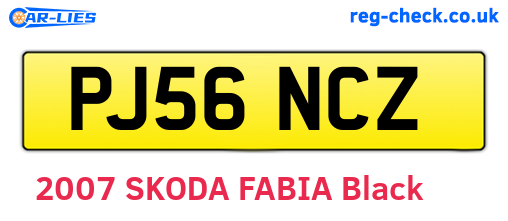 PJ56NCZ are the vehicle registration plates.