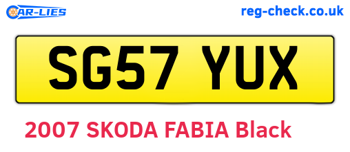 SG57YUX are the vehicle registration plates.