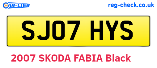 SJ07HYS are the vehicle registration plates.