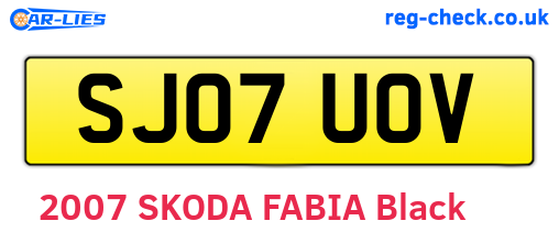 SJ07UOV are the vehicle registration plates.