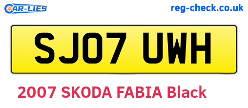 SJ07UWH are the vehicle registration plates.
