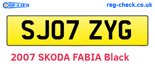 SJ07ZYG are the vehicle registration plates.