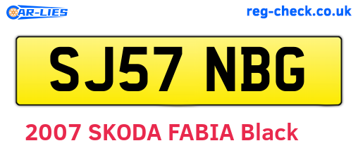 SJ57NBG are the vehicle registration plates.