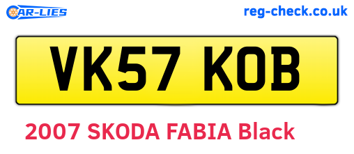 VK57KOB are the vehicle registration plates.