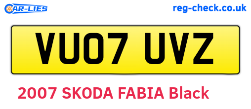VU07UVZ are the vehicle registration plates.