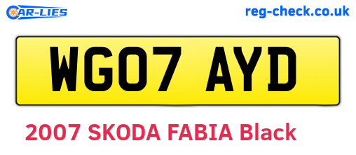 WG07AYD are the vehicle registration plates.