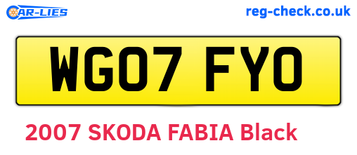 WG07FYO are the vehicle registration plates.